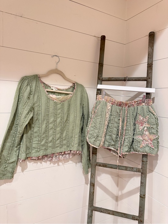 POL Pants - NEW POL Short SET: “The Greta” floral star patch lace shorts and matching top